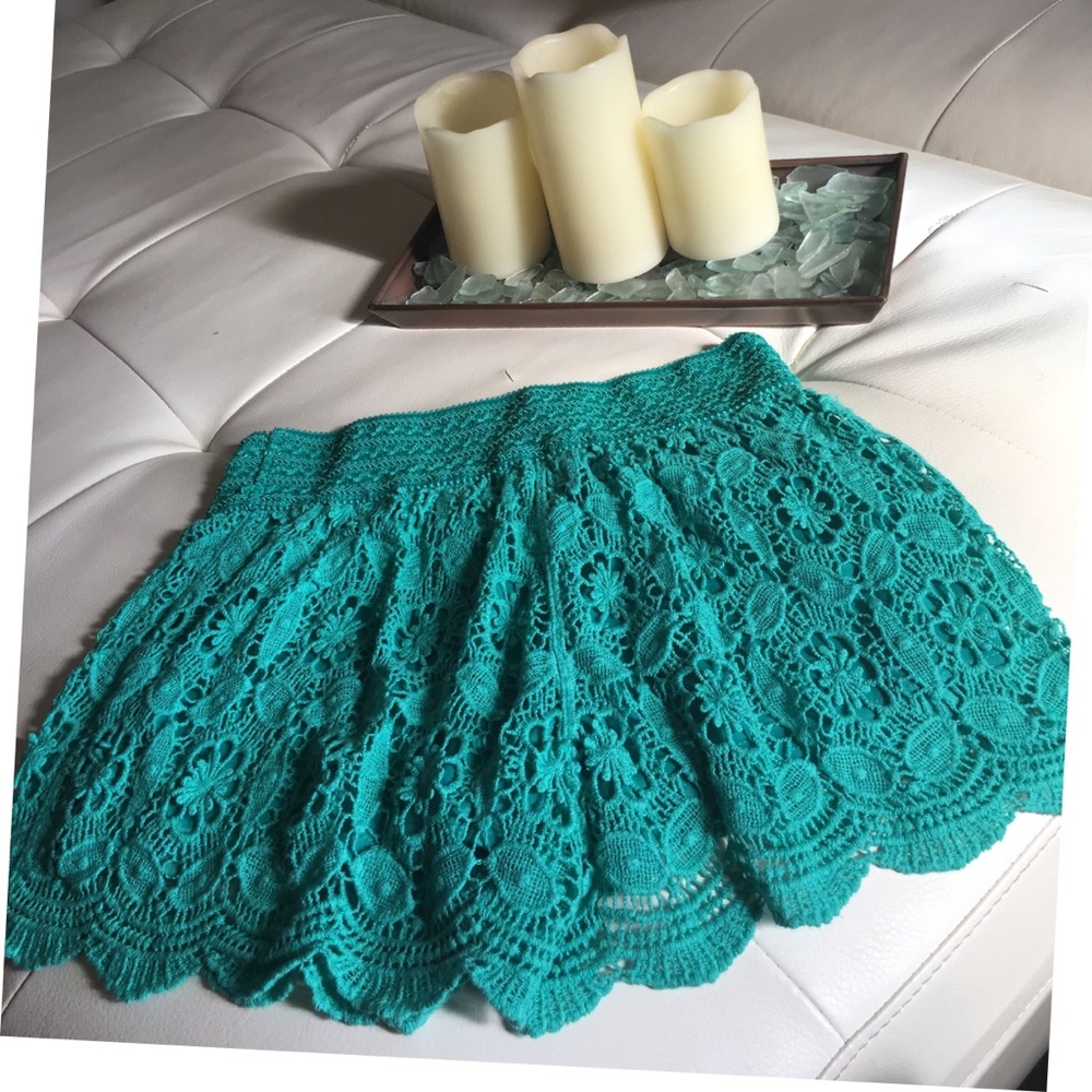 Teal Crochet Shorts